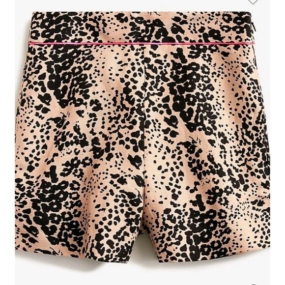 J.Crew Trouser Shorts Leopard Print Linen Lyocell Blend Side Zipper Lined Size 4 - Picture 1 of 10